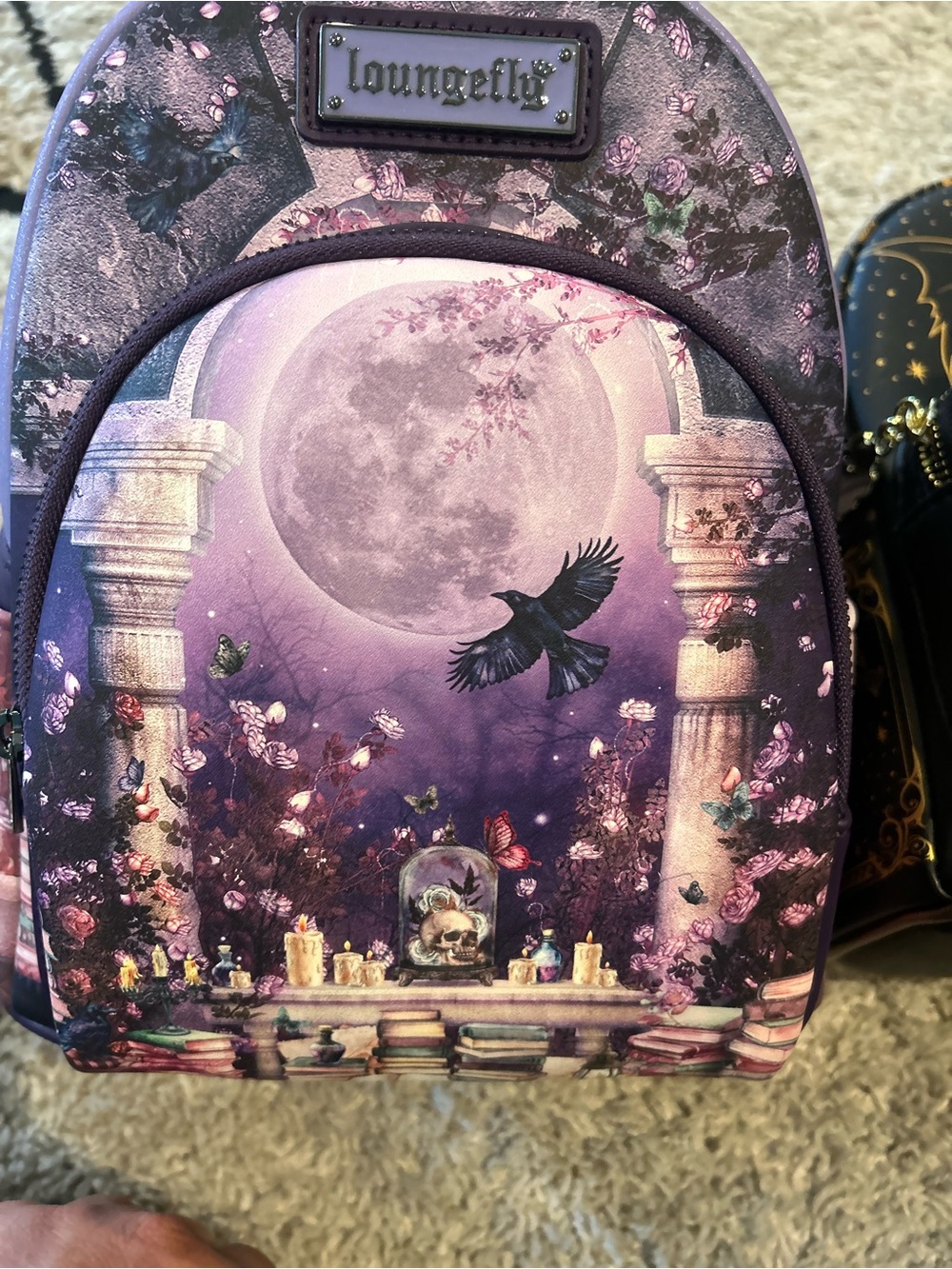 Loungefly Gothic Raven Moon Mini Backpack in Purple